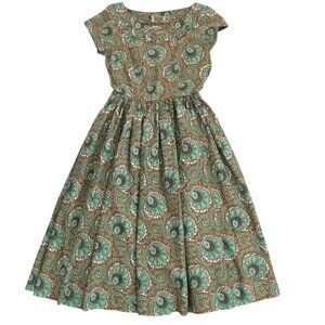 vtg 50s HOPE REED printed cotton day dress sz XS